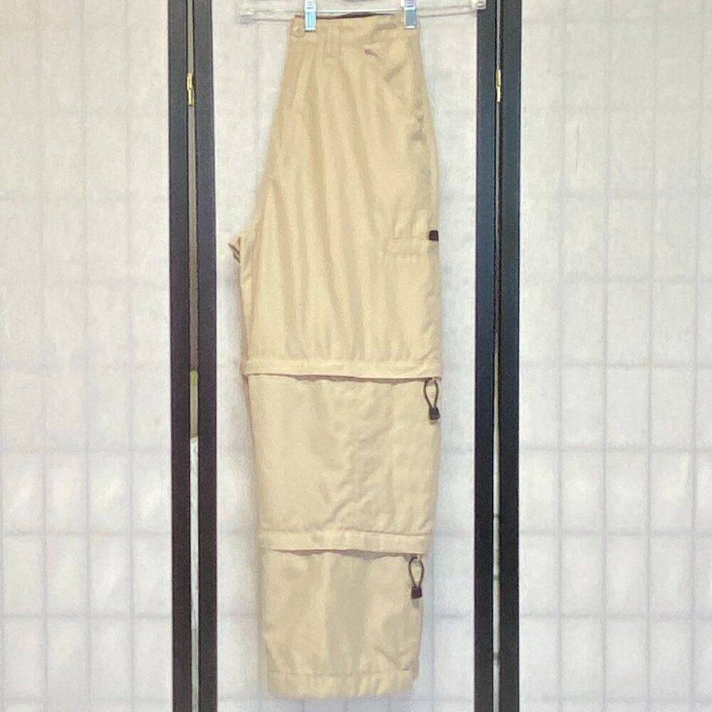 OTB Khaki Denim Cargo Pants 30 Zip-Off Convertible 3-in-1 Baggy HipHop Outdoors - Picture 5 of 12